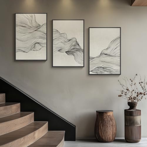 Large Framed Neutral Modern Abstract Wall Art - Image 3