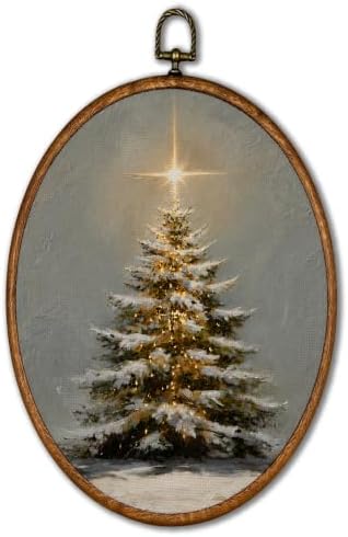 KSDUT Vintage Moody Christmas Pine Tree Oval Wall Art 8.6"x11.4" by KSDUT