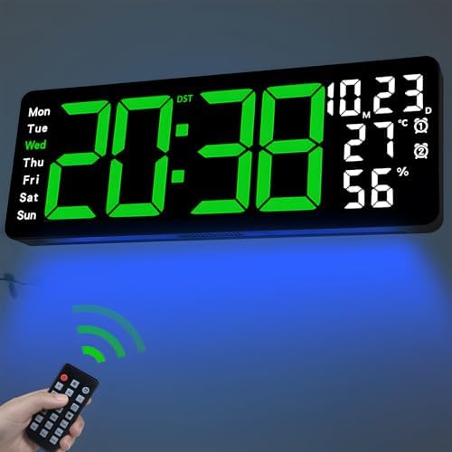 JoFomp 17.3" Large Digital Wall Clock, LED Digital Clock Large Display by JoFomp
