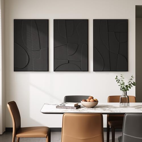 Large 3D Textured Modern Black Abstract Wall Art - Image 4