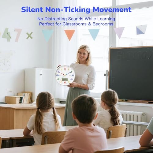 12" Silent Teaching Wall Clock - Image 4
