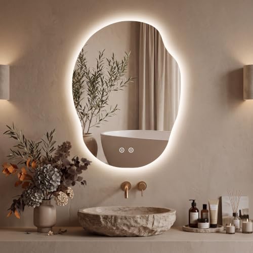 20''x30'' Backlit Mirror Bathroom Wall Irregular, LED Bathroom Mirror by mirror