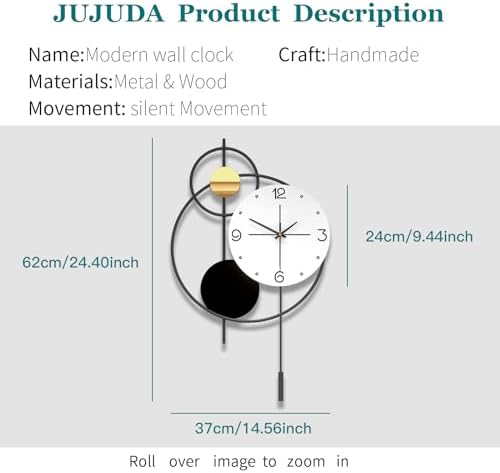 Large Modern Wall Clock for Living Room Decor 24 Inch Big Decorative Black - Image 5