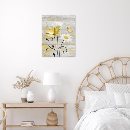 HVEST Farmhouse Yellow Floral Wall Art - Image 3