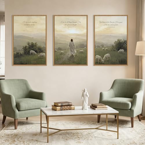 BINCUE Large Christian Wall Art Framed Jesus Lamb Artwork Christian Scripture - Image 4