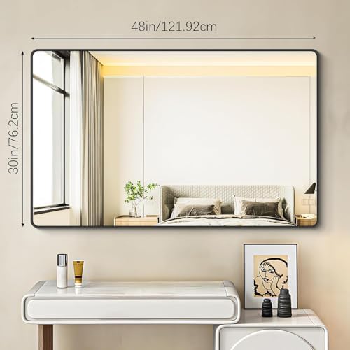 BONEWEI 30x48 inch Bathroom Mirror, Wall Mounted Bathroom Frame Vanity Mirror - Image 6