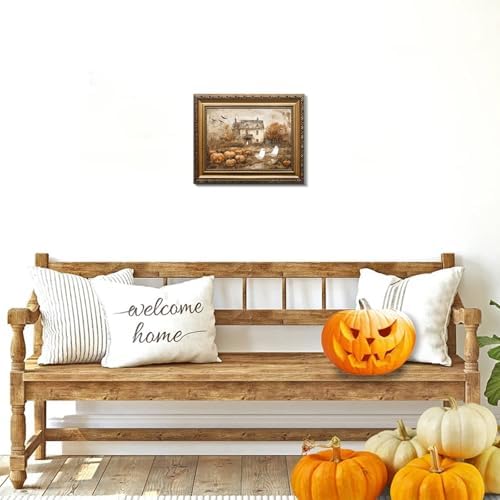 uniro Vintage Gold Framed Wall Art, Vintage Cute Ghosts Haunted Halloween - Image 7