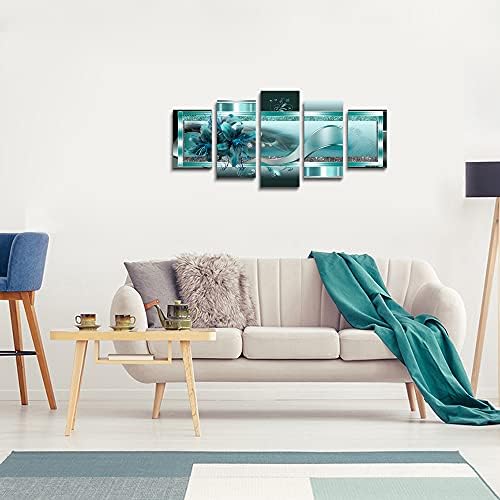 LUDUHU Turquoise Orchid Flowers Canvas Print - Image 4