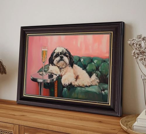 Dark Brown Framed-Funny Dog Wall Art, Whimsical Dog - Image 3