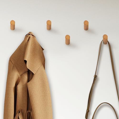 evory Wood Wall Hooks, 6 Pack Coat Hooks Mounted Rustic - Image 2