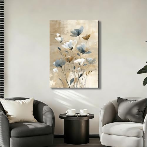 ZERILYN Ship Next Day Neutral Floral Wall Art Canvas Prints Abstract Flower - Image 7