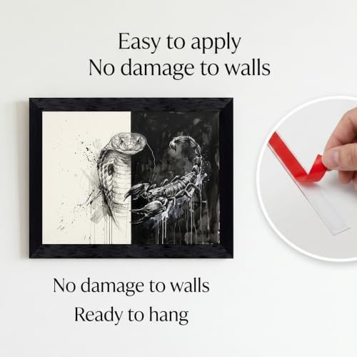 Framed Canvas Wall Art Mixed Media King Cobra Scorpion Monochrome Splatter - Image 2