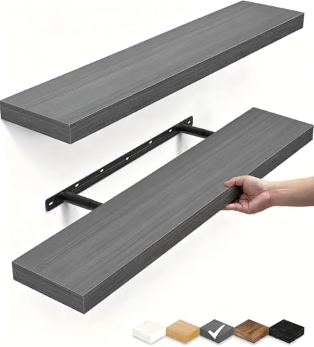 BAYKA Grey Floating Shelves 22.5in, Wall Mounted by Bayka