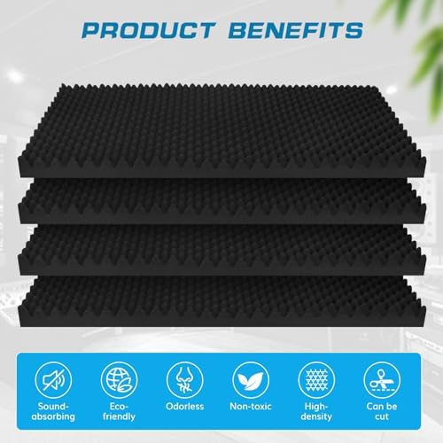 4 Pack Acoustic Panels, High Density Fireproof Noise Cancelling Studio Foam - Image 5