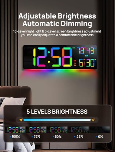 18.5" Large Digital Wall Clock, Big LED Digital Clocks, RGB Display - Image 6