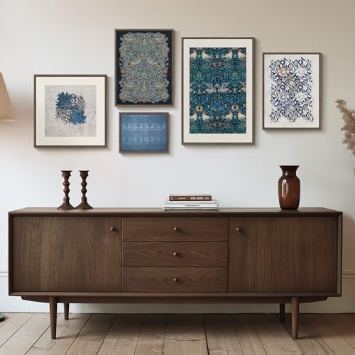 Framed William Morris Vintage Blue Canvas Wall Art - Image 4