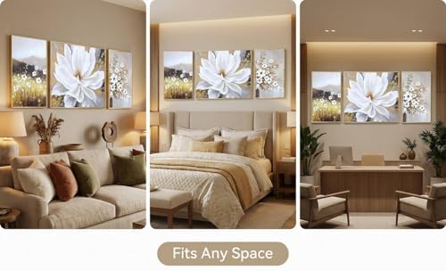 3-Panel Hand-Painted Boho Floral Wall Art - Image 6