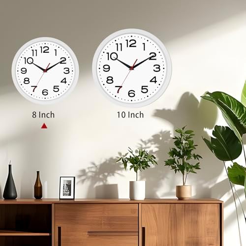 Roymnie 8 Inch Small Wall Clock, Battery Operated Silent Non Ticking White - Image 5