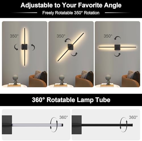 27 in Battery Operated LED Wall Sconces, 10000mAh Rechargeable, 2 Pack - Image 3