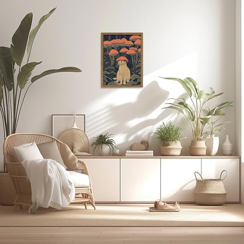 Framed Vintage Cat Wall Art, Whimsical White Cat - Image 6
