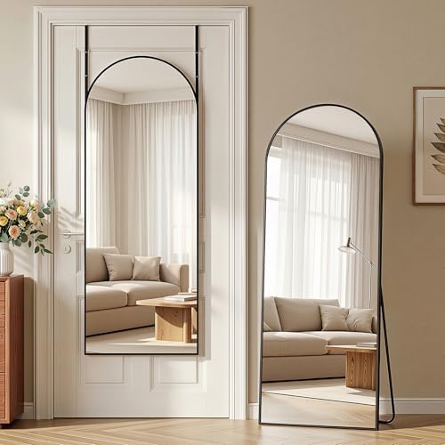 58"x20" Over The Door Mirror, Arched Full Length Mirror by Unknown