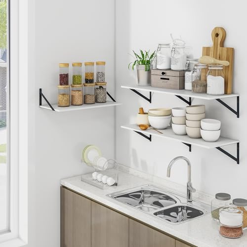 Heimlove 36W x 12D Deep Floating Shelves Set of 2 White - Image 6