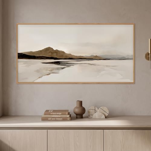 Large Netural Abstract Mountain Framed Canvas Wall Art Set -20"X40" - Image 2