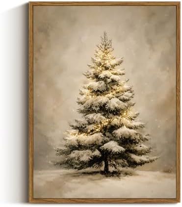 VIYYIEA Framed Winter Christmas Canvas Wall Art, Glowing Christmas Tree by VIYYIEAART