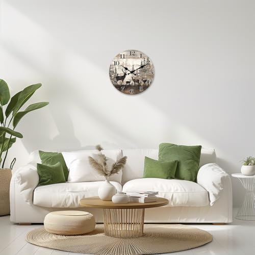 XNM Deer Forest Wood Wall Clock Battery Operated 16 Inch - Image 3