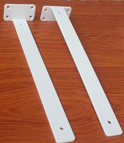 8 Pack - 16 inch White Hidden L Shelf Bracket Iron Floating Shelf Brackets - Image 3