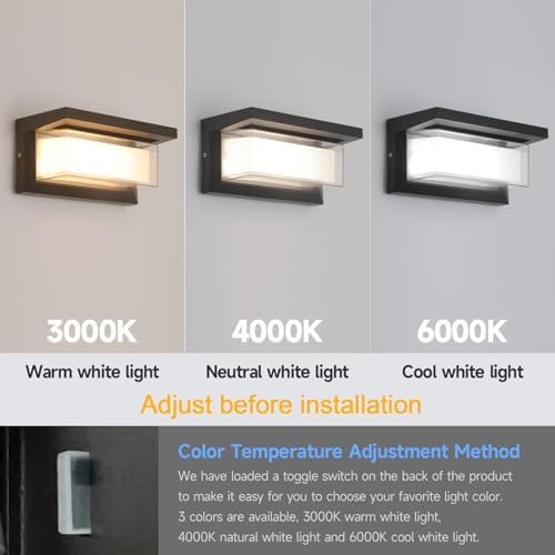4 Pack 24W LED Outdoor Wall Lights Exterior/Interior Adjustable 3-Color Sconces - Image 6
