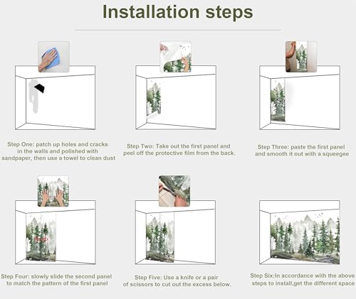 Nursery Forest Peel and Stick Wallpaper Green Landscape Wall Mural - Image 7