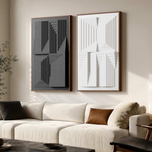 Thalasse Modern Abstract Wall Art Black White 24x36 In by Thalasse%7C3DTactileWallArt