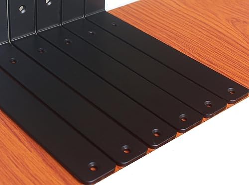 24 Pack - L 11" x H 6" x W1.5, 5mm Thick Black L Shelf Bracket, Iron Shelf - Image 4