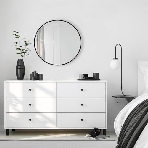 24 inch Black Circle Mirror, Round Mirror, Matte Black Metal Frame - Image 5