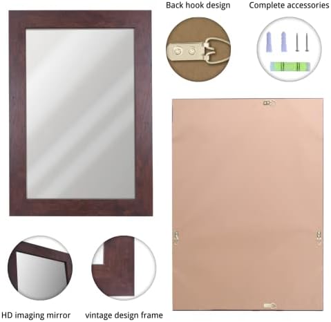 Syndra Rectangular Mirror with Frame Rustic 20''x28'' Wall Mounted Rustic - Image 4