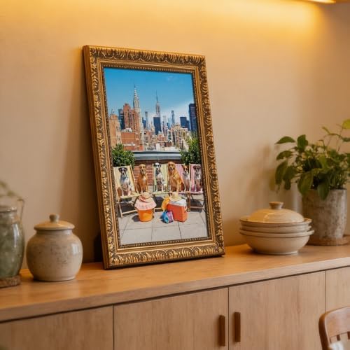 Framed Dogs NYC City Skyline Poster Canvas Print Art, Trendy Funky Wall Art - Image 6