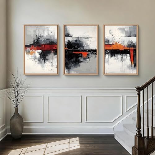 HOURIA Modern Abstract Framed Canvas Wall Art Set-16"x24"x3 by HOURIA