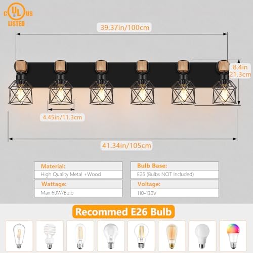 FadimiKoo 6-Light Bathroom Vanity Light, Bathroom Wall Lamps Over Mirror - Image 2