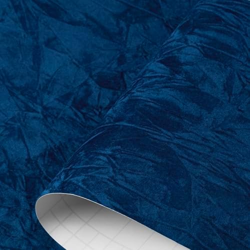 Decotalk 2ft x16ft Dark Blue Velvet Wallpaper Felt Fabric Wallpaper Self by Decotalk