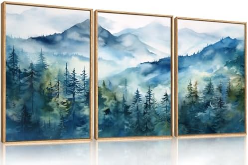 Celestdeco Blue Ridge Mountain Forest Framed Canvas Wall Art Set-16"x24"x3 - Image 5