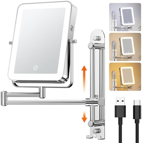 Gospire Height Adjustable Wall Mounted Lighted Makeup Mirror by Gospire