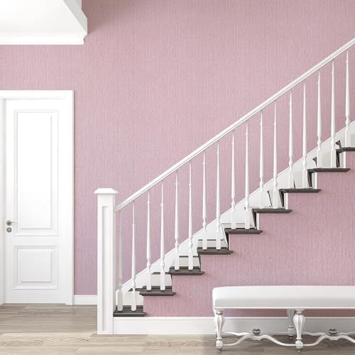 Pink Grasscloth Peel and Stick Wallpaper Fabric Paper 16in x 118in - Image 2