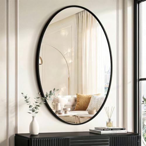 Black Oval Bathroom Mirror for Wall by LawadaMirror