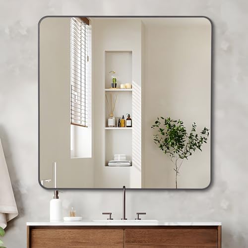 DESBING 36" x 36"Bathroom Mirror, Matte Black Wall Mirror - Image 2