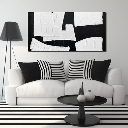 Abstract Painting Wall Art Black and White Canvas Wall Decor - Image 2