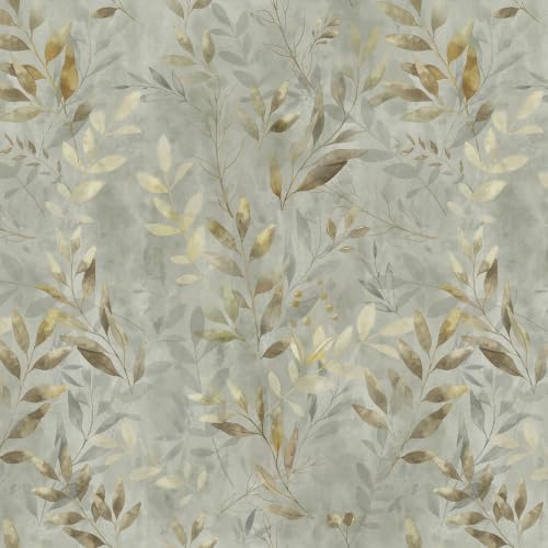Grey Peel and Stick Wallpaper Vintage Leaf Wallpaper 17.3"×197" by HellKitWallpaper