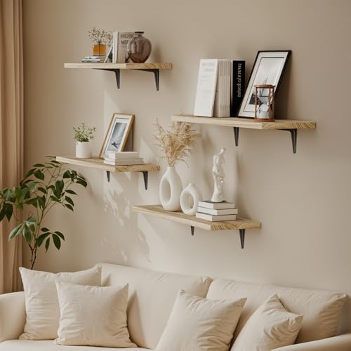 SKYSEN Floating Shelves for Wall Set of 6, 23.6in Wood Wall Shelf for Decor - Image 2