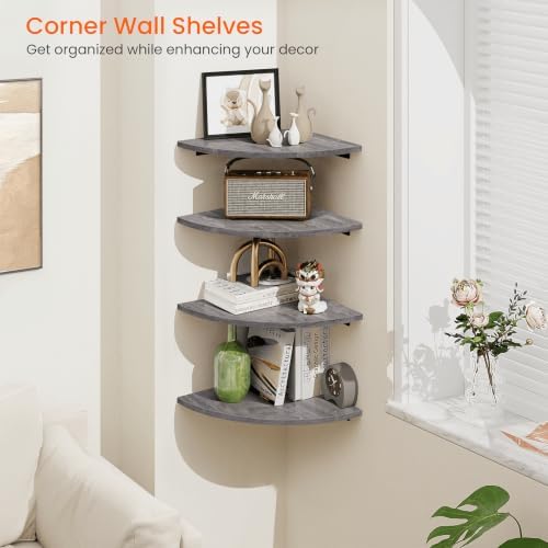 Homode Corner Floating Shelves, Round Corner Shelf Wall Mount Set of 4 - Image 4