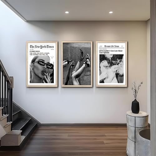 Trendy The New York Times Wall Art 16x24 in Wood Framed Black and White Elegant - Image 4